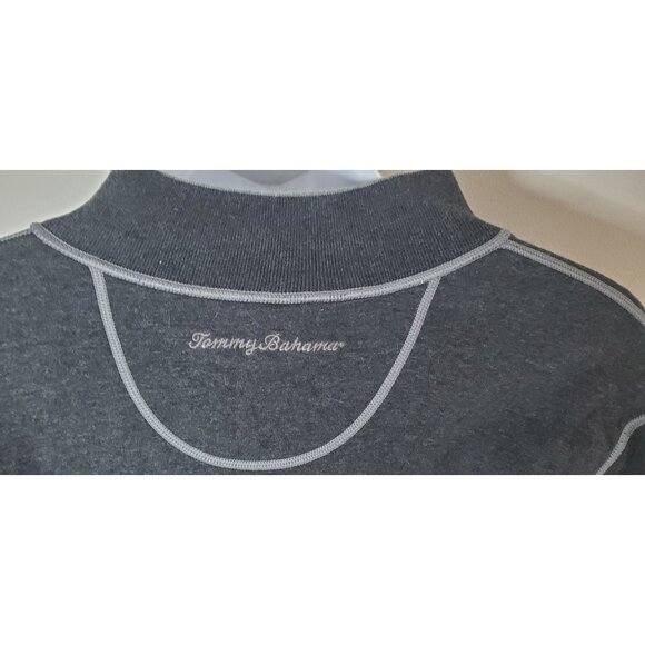Tommy Bahama Gray 1/4 Zip Pullover Sweatshirt Reversible Mens Size M - Picture 11 of 13